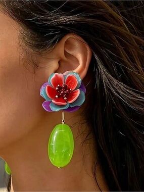 Colorful Floral Drop Earrings
